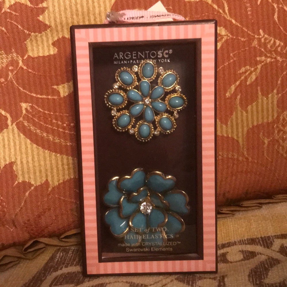 NIB ArgentoSC decorative turquoise hair elastics